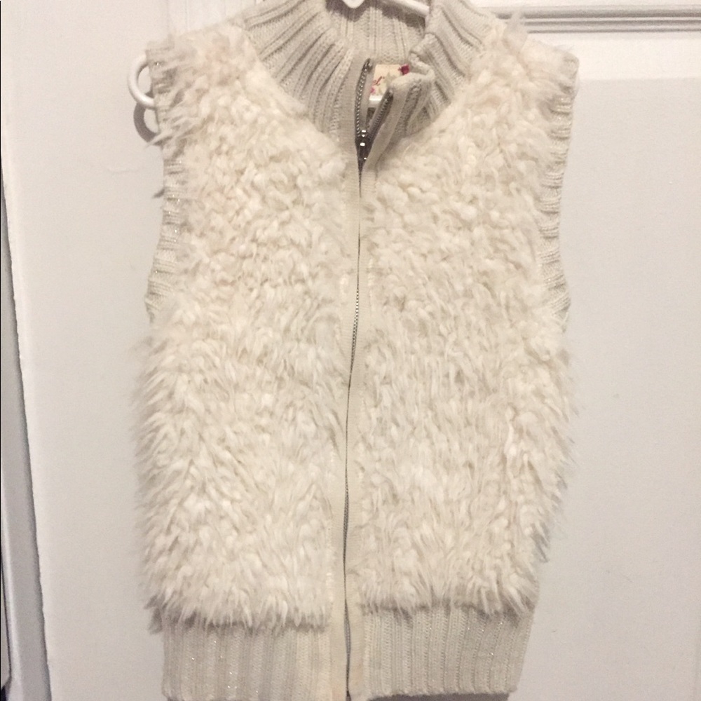Girls Red Camel Faux Fur Vest